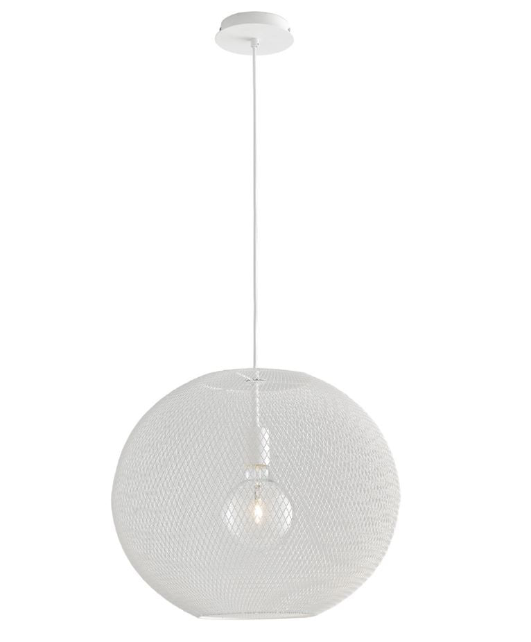 Sospensione sfera rete in metallo bianco 1XE27 non incl. D.50cm ESEDRA Sospensione sfera rete in metallo bianco 1XE27 non incl. D.50cm ESEDRA